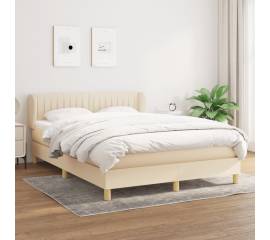 Pat box spring cu saltea, crem, 140x200 cm, textil