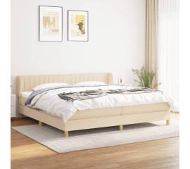 Pat box spring cu saltea, crem, 200x200 cm, textil