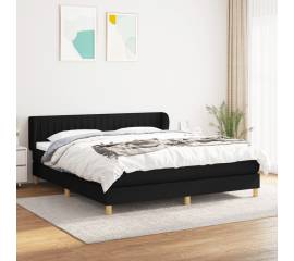 Pat box spring cu saltea, negru, 180x200 cm, catifea