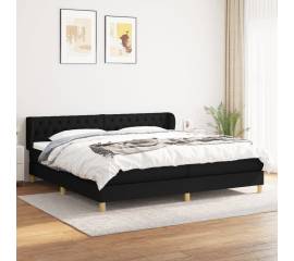 Pat box spring cu saltea, negru, 200x200 cm, textil