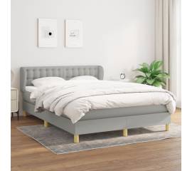 Pat box spring cu saltea, gri deschis, 140x190 cm, textil