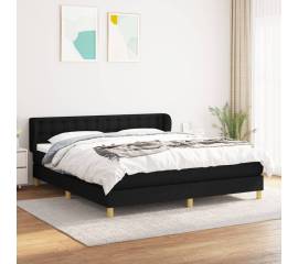 Pat box spring cu saltea, negru, 160x200 cm, textil