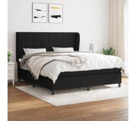 Pat box spring cu saltea, negru, 180x200 cm, catifea