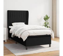 Pat box spring cu saltea, negru, 80x200 cm, textil