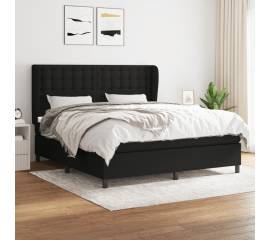 Pat box spring cu saltea, negru, 180x200 cm, catifea