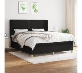 Pat box spring cu saltea, negru, 180x200 cm, catifea