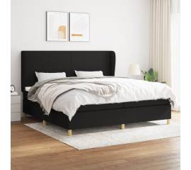 Pat box spring cu saltea, negru, 200x200 cm, textil