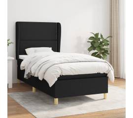 Pat box spring cu saltea, negru, 90x190 cm, textil