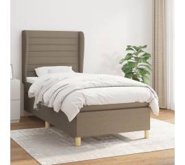 Pat box spring cu saltea, gri taupe, 80x200 cm, textil