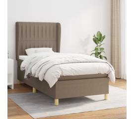 Pat box spring cu saltea, gri taupe, 90x190 cm, textil