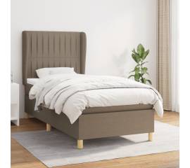 Pat box spring cu saltea, gri taupe, 90x200 cm, textil