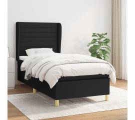 Pat box spring cu saltea, negru, 100x200 cm, textil