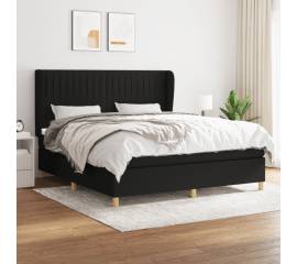 Pat box spring cu saltea, negru, 180x200 cm, catifea