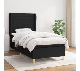 Pat box spring cu saltea, negru, 80x200 cm, textil