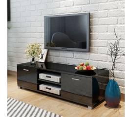 Comodă tv, negru extralucios, 140 x 40,3 x 34,7 cm