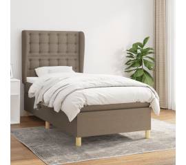 Pat box spring cu saltea, gri taupe, 90x190 cm, textil