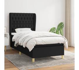 Pat box spring cu saltea, negru, 90x190 cm, textil