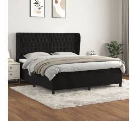 Pat box spring cu saltea, negru, 180x200 cm, catifea