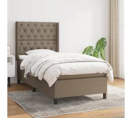 Pat box spring cu saltea, gri taupe, 80x200 cm, textil