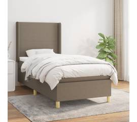 Pat box spring cu saltea, gri taupe, 90x190 cm, textil