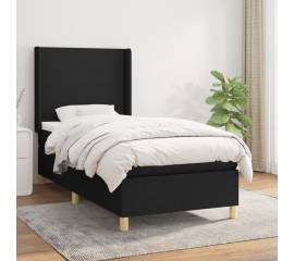 Pat box spring cu saltea, negru, 80x200 cm, textil