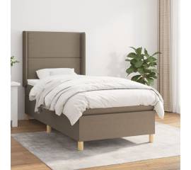 Pat box spring cu saltea, gri taupe, 80x200 cm, textil