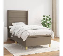 Pat box spring cu saltea, gri taupe, 90x190 cm, textil