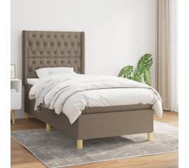 Pat box spring cu saltea, gri taupe, 90x190 cm, textil