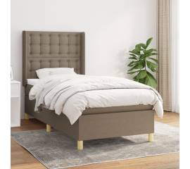 Pat box spring cu saltea, gri taupe, 90x190 cm, textil