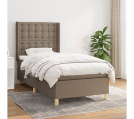 Pat box spring cu saltea, gri taupe, 90x200 cm, textil