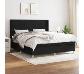 Pat box spring cu saltea, negru, 180x200 cm, catifea