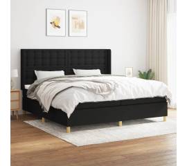 Pat box spring cu saltea, negru, 200x200 cm, textil