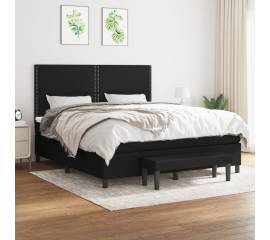 Pat box spring cu saltea, negru, 180x200 cm, catifea