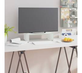 Stativ tv/monitor, sticlă, 40x25x11 cm, alb