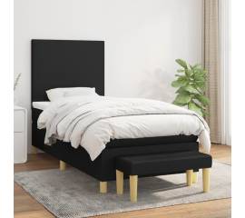 Pat box spring cu saltea, negru, 100x200 cm, textil