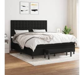 Pat box spring cu saltea, negru, 180x200 cm, catifea