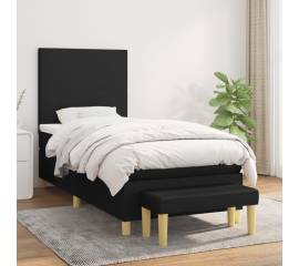 Pat box spring cu saltea, negru, 90x200 cm, textil