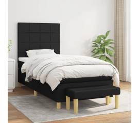 Pat box spring cu saltea, negru, 90x190 cm, textil