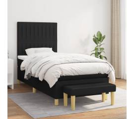 Pat box spring cu saltea, negru, 80x200 cm, textil