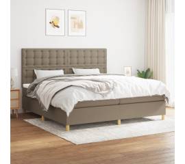 Pat box spring cu saltea, gri taupe, 200x200 cm, textil