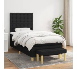 Pat box spring cu saltea, negru, 80x200 cm, textil