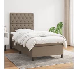 Pat box spring cu saltea, gri taupe, 80x200 cm, textil