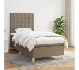 Pat box spring cu saltea, gri taupe, 90x190 cm, textil