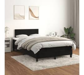 Pat box spring cu saltea, negru, 120x200 cm, catifea