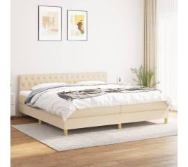 Pat box spring cu saltea, crem, 200x200 cm, textil