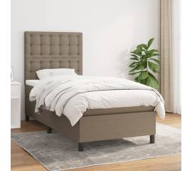 Pat box spring cu saltea, gri taupe, 80x200 cm, textil