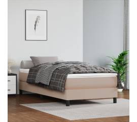 Pat box spring cu saltea, cappuccino, 80x200 cm piele ecologică