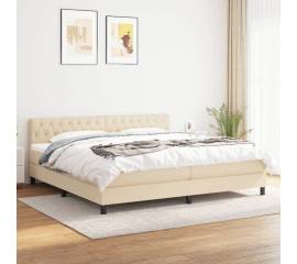 Pat box spring cu saltea, crem, 200x200 cm, textil