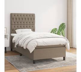 Pat box spring cu saltea, gri taupe, 100x200 cm, textil