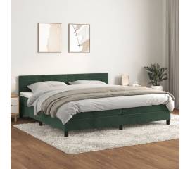 Pat box spring cu saltea, verde închis, 200x200 cm, catifea